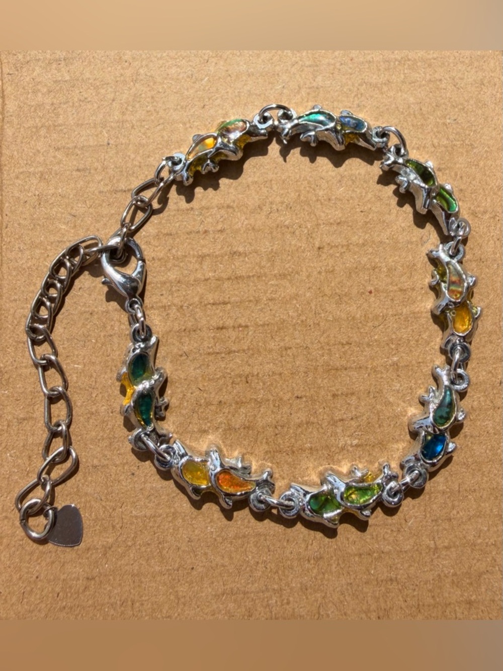 Double Dolphin Link Bracelet, Multicolored